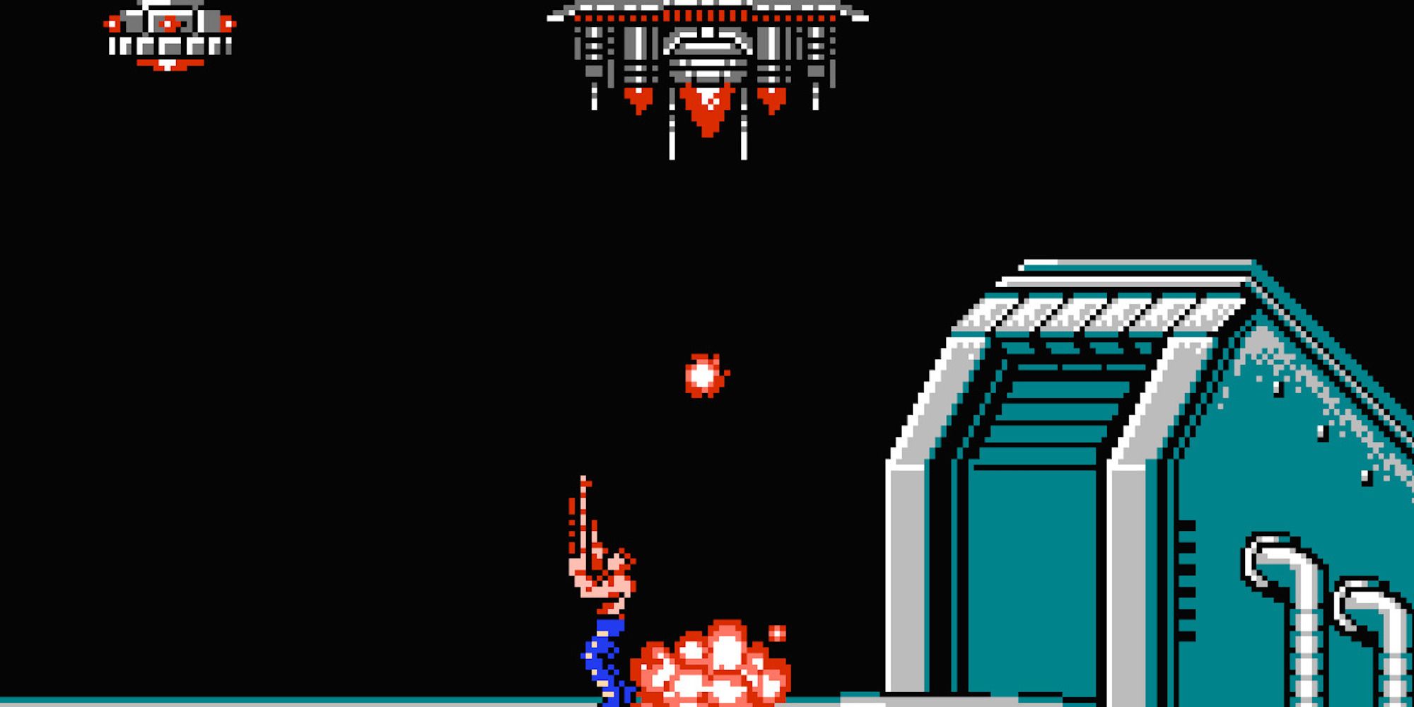 Fighting enemies in Contra