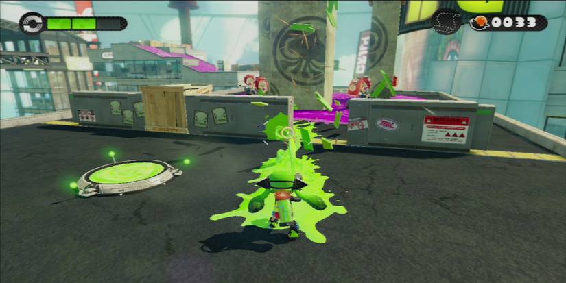 Fighting a match in Splatoon