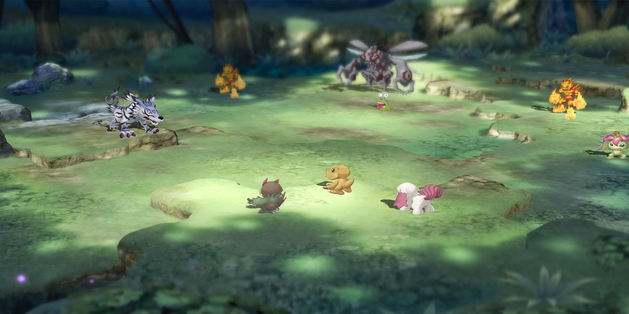 Fighting a battle in Digimon Survive