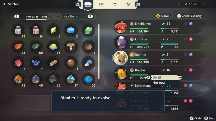 pokemon legends arceus how to evolve stantler into wyrdeer psyshield bash agile style moves pp camp