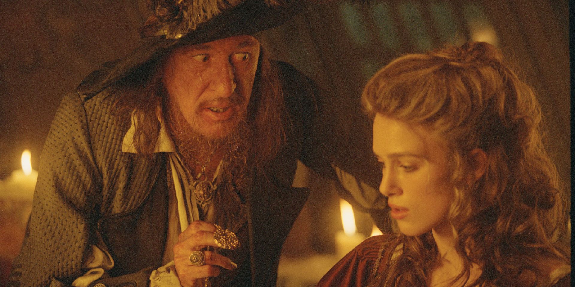 Barbossa talking to Elizabeth in The Curse of the Black Pearl