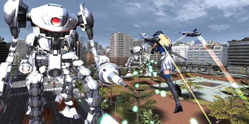 Fighting enemies in Earth Defense Force 2017