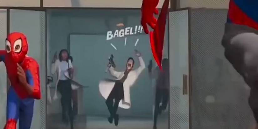 A scene from from Into The Spider-Verse