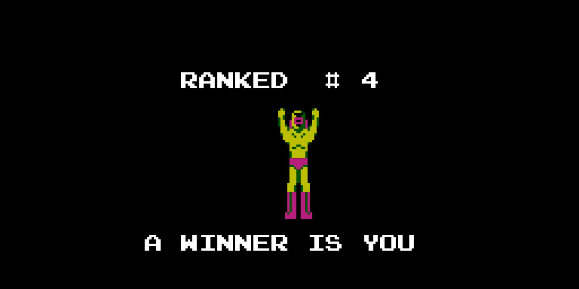The ending screen to Pro Wrestling