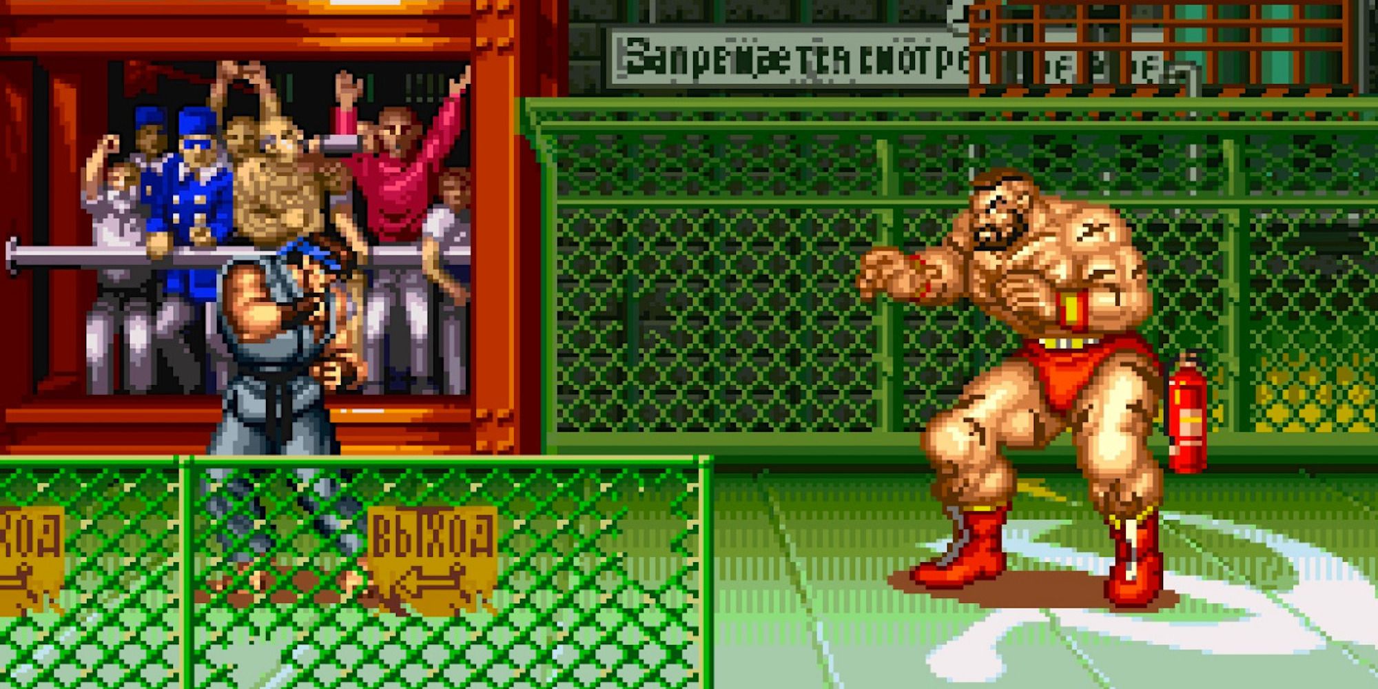 Fighting a match in Street Fighter 2 