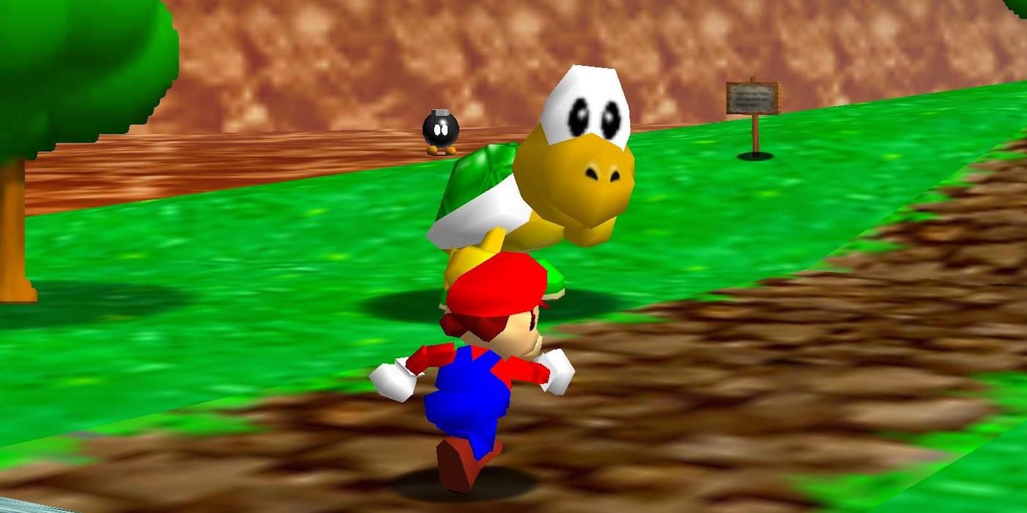 Running around in Super Mario 64 