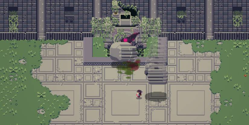 Fighting a boss in Titan Souls