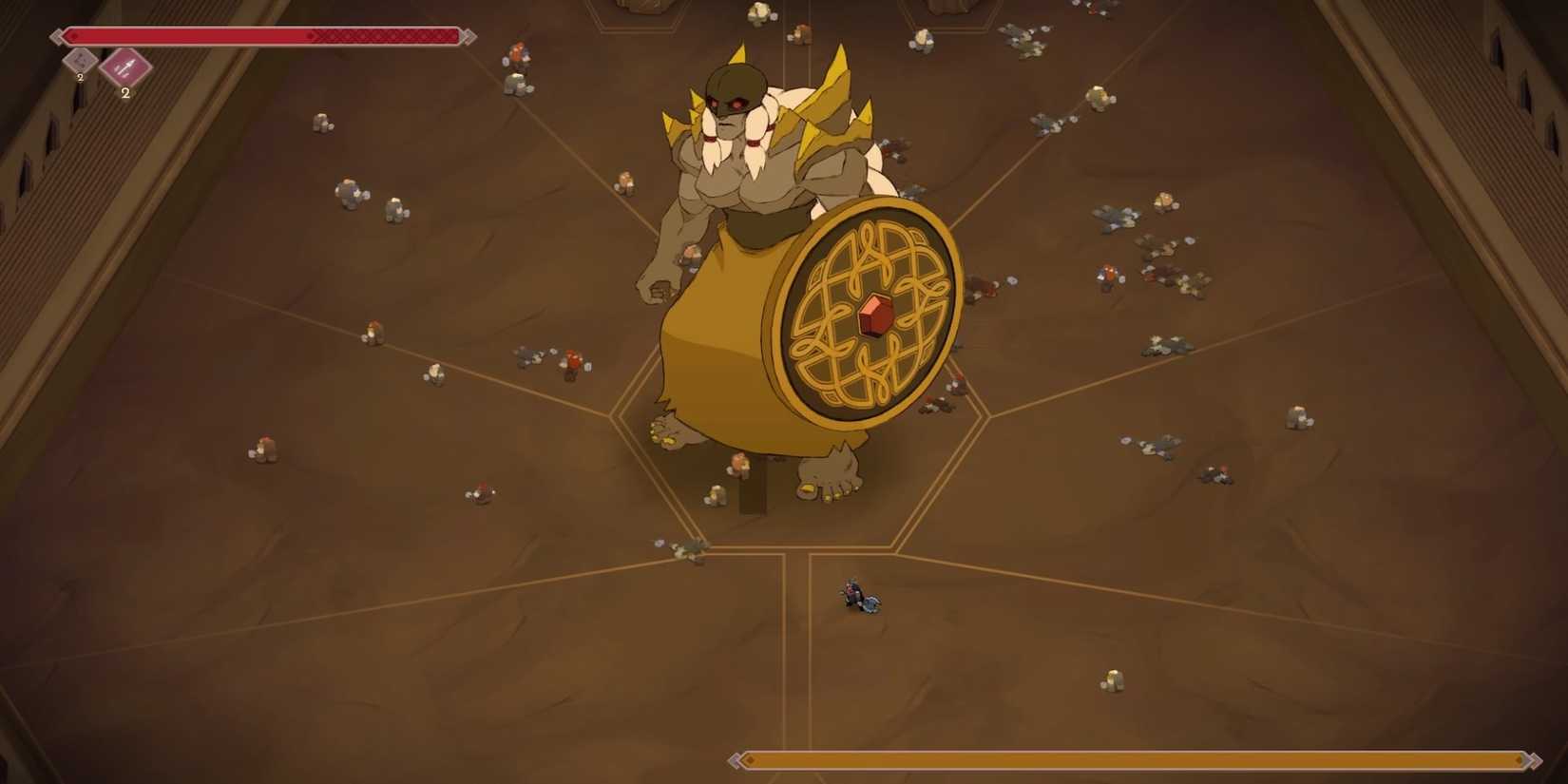 Fighting a boss in Jotun