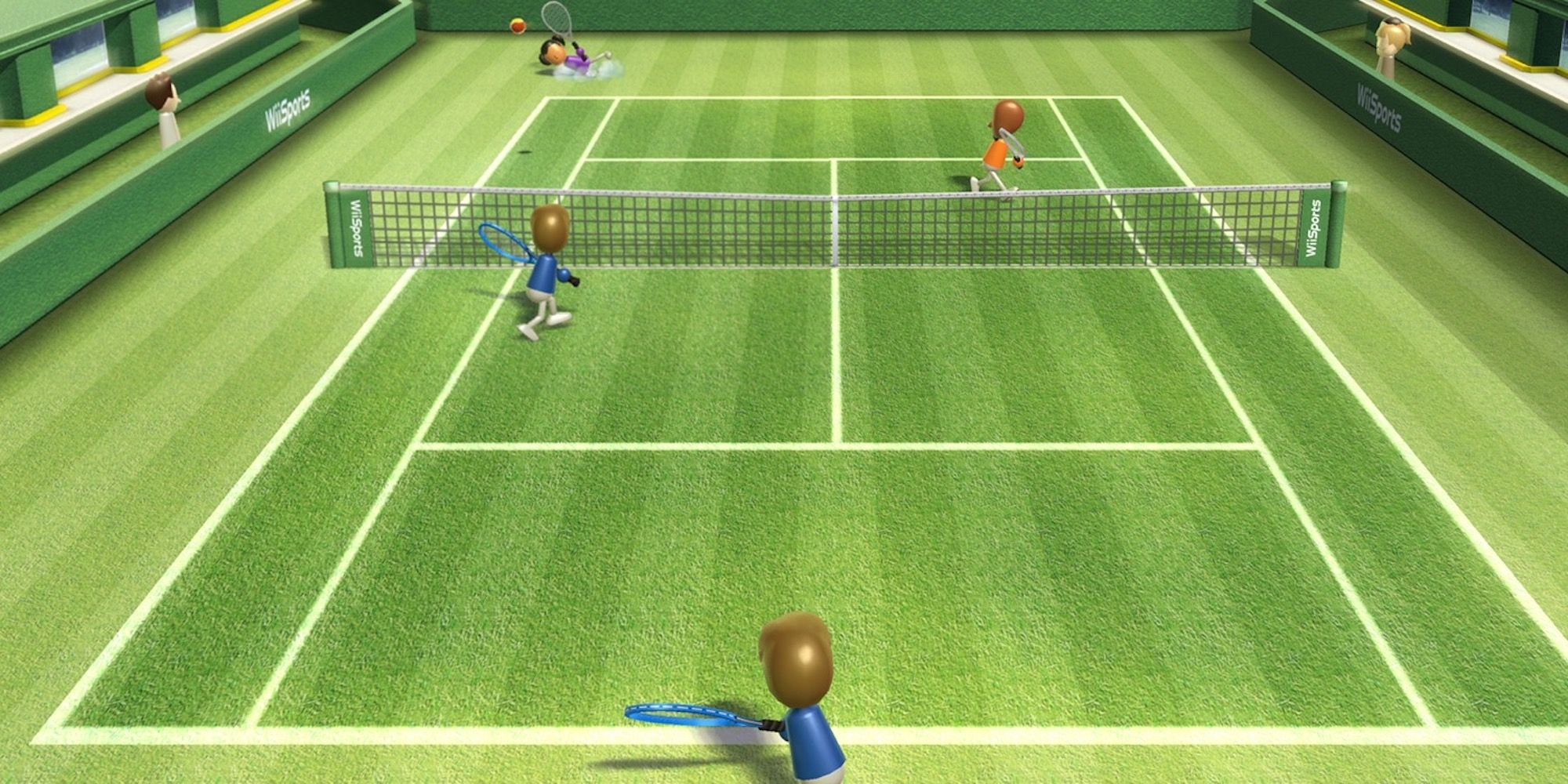 Playing a tennis match in Wii Sports