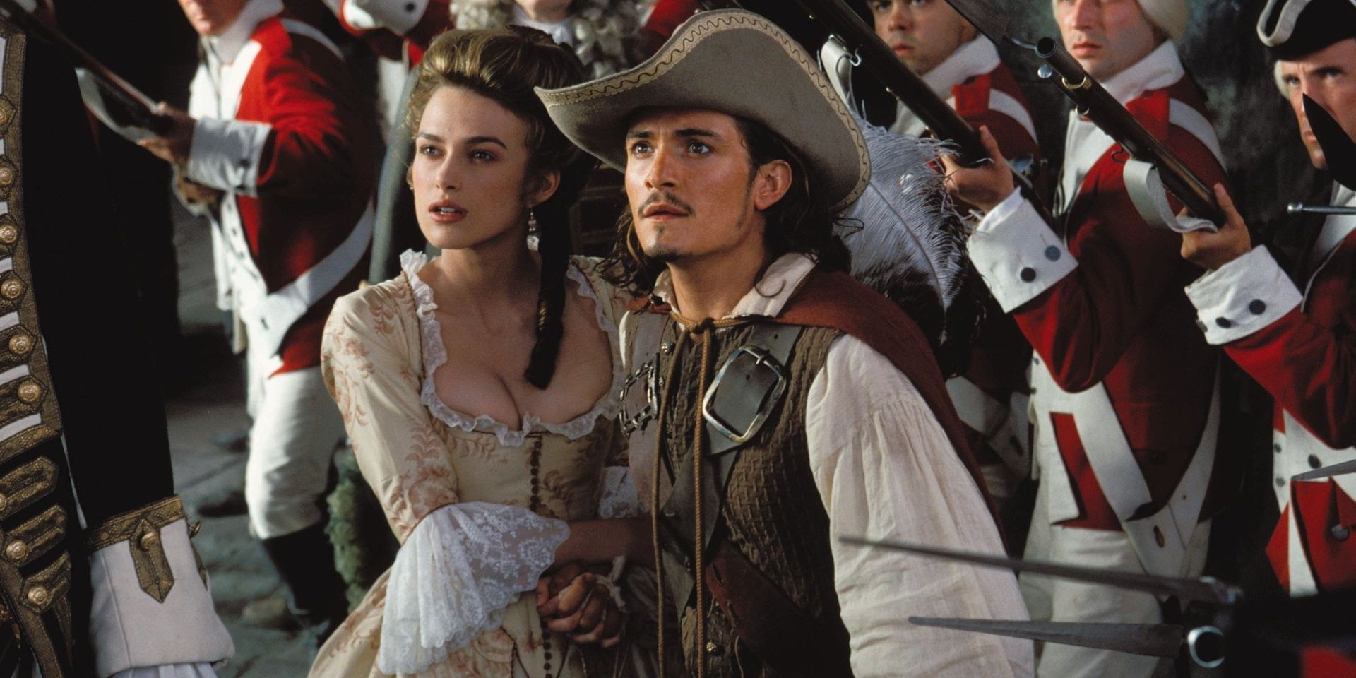 Will and Elizabeth together at the end of The Curse of the Black Pearl.