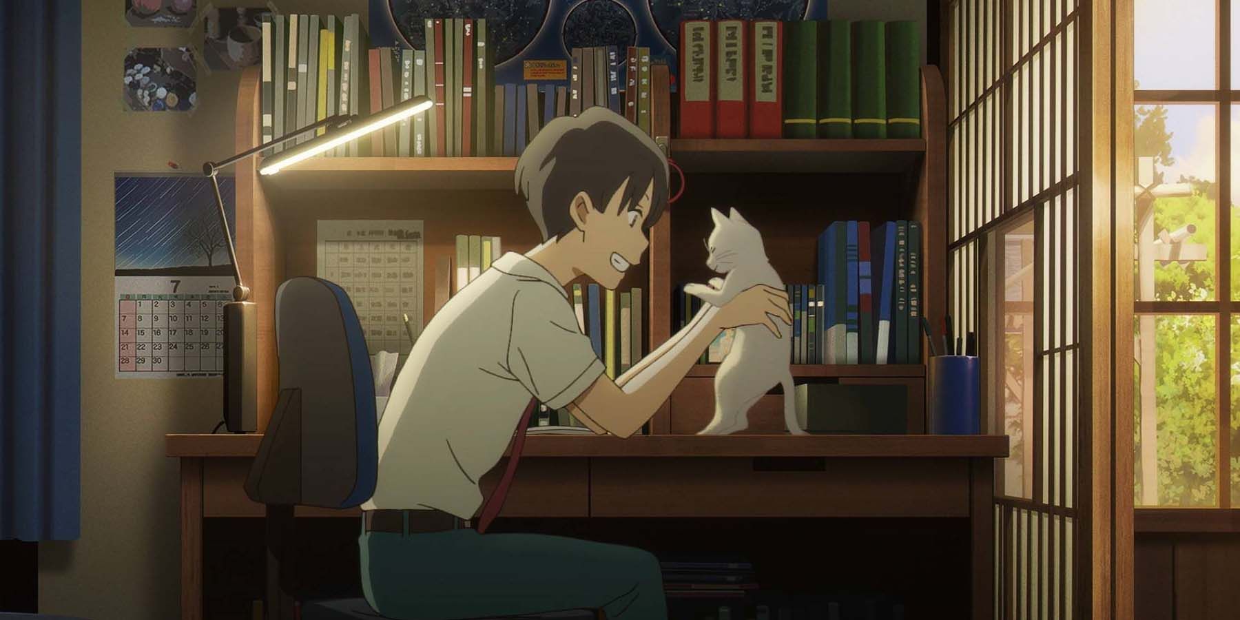 Kento holding a cat in A Whisker Away anime