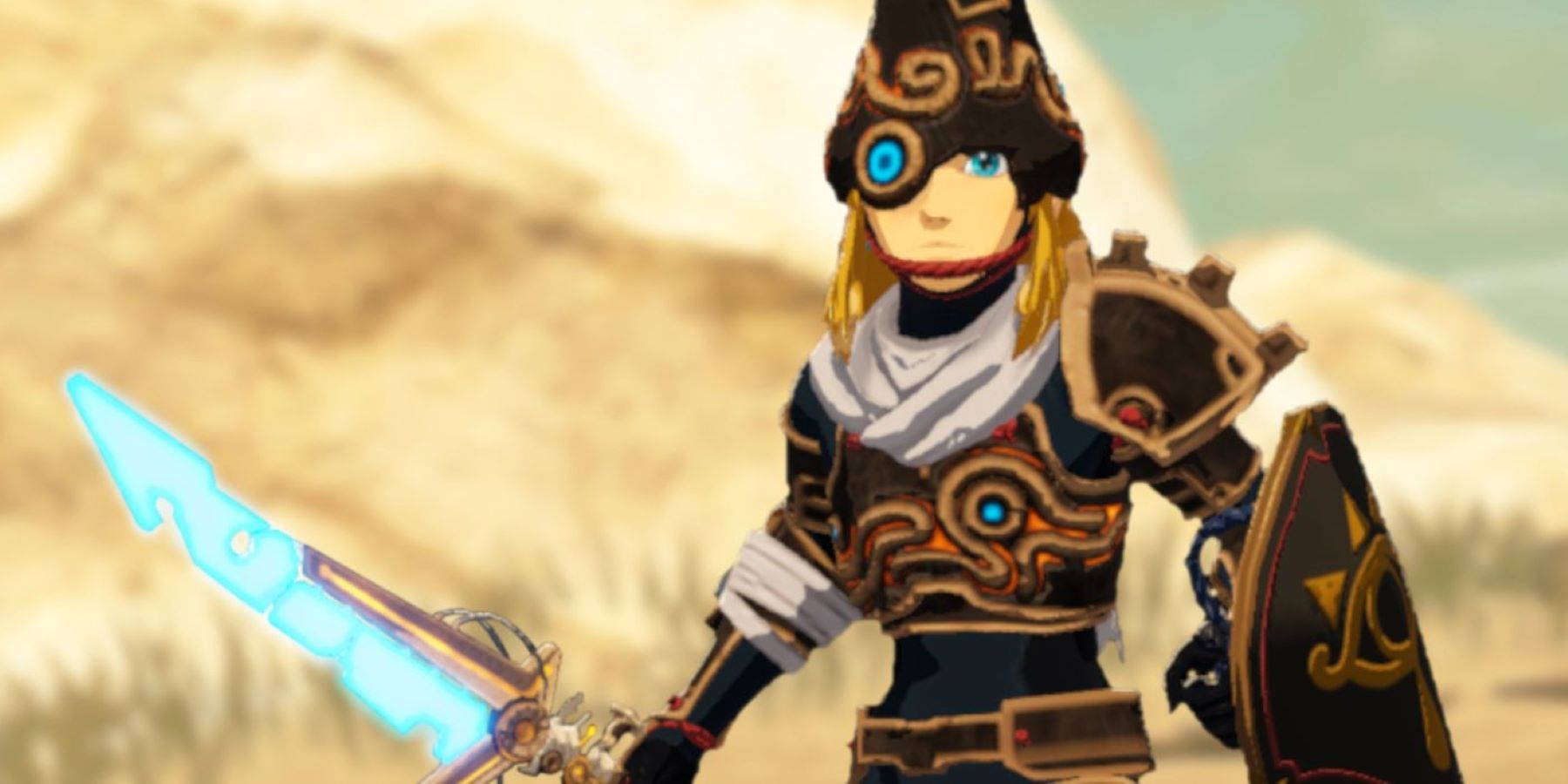 Link wearing the Ancient Armor set in Hyrule Warriors: Age of Calamity