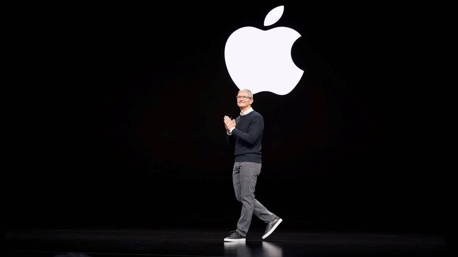 Apple CEO Tim Cook delivering a presentation