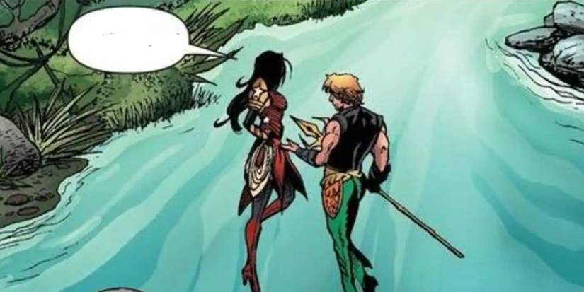 Aquaman flying over the river