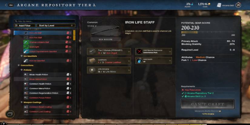 Arcane Crafting Station new World Life Staff