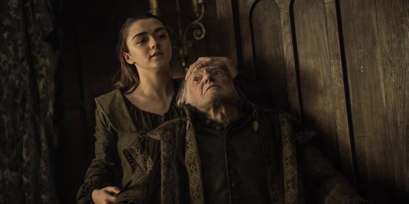 Arya Stark and Walder Frey in Game of Thrones