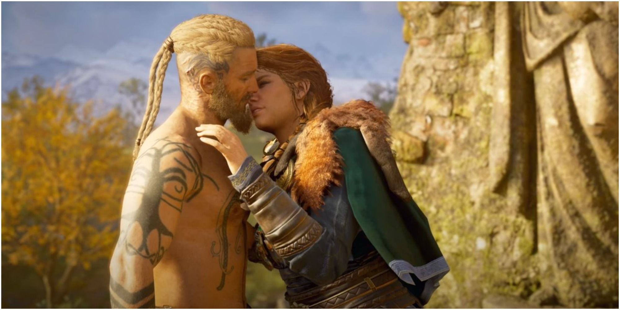 Assassin's Creed Valhalla Randvi And Eivor Kissing In The Ruins
