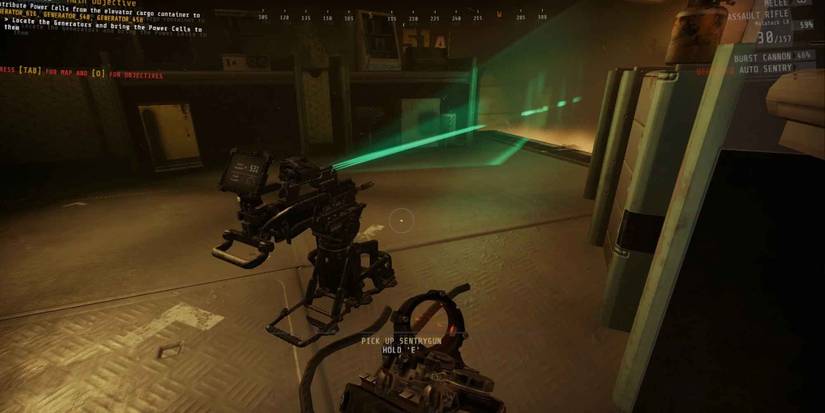 An Auto Sentry guarding a narrow passage in GTFO