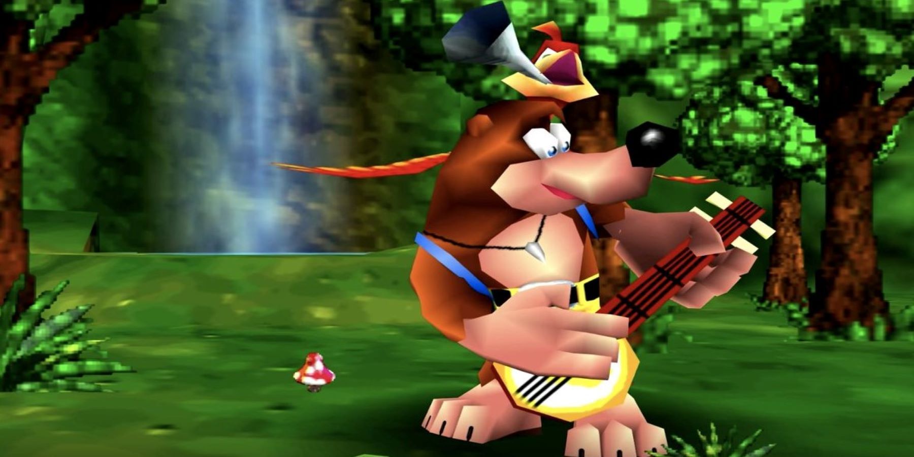 Banjo and Kazooie playing instruments in the intro for Banjo-Kazooie