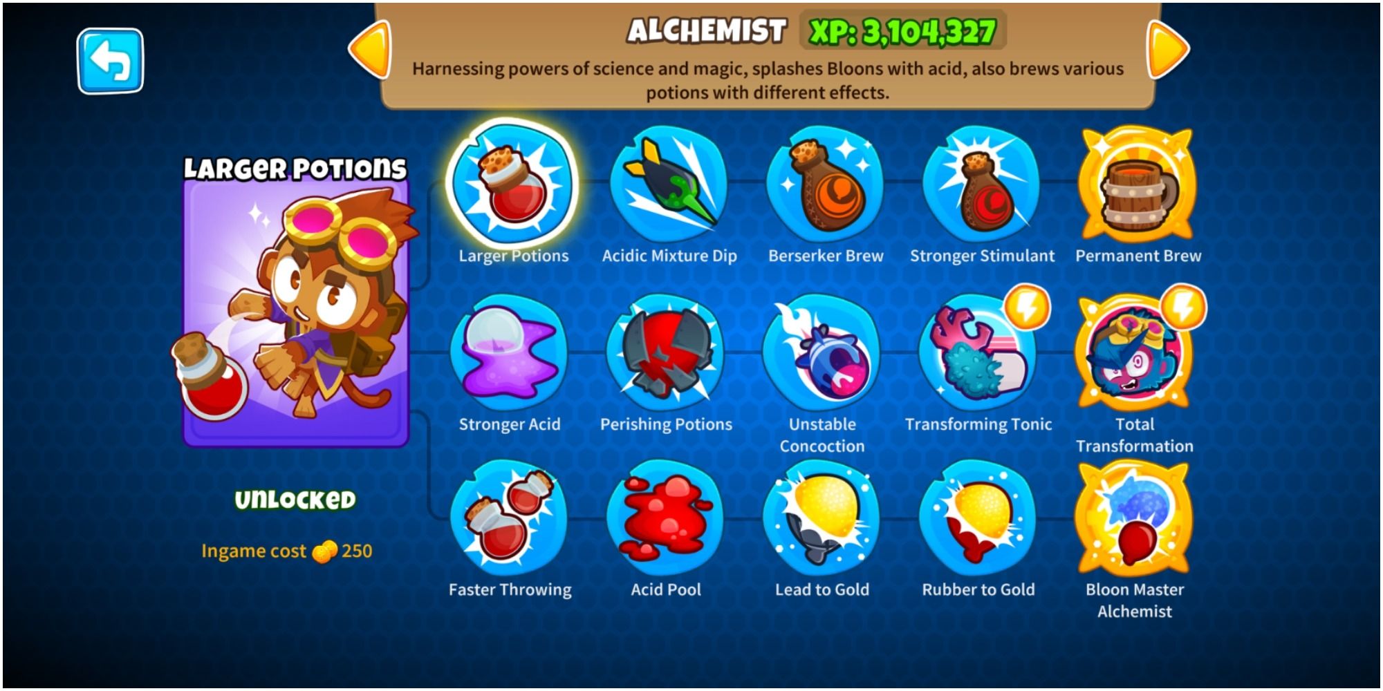 Bloons TD 6 Alchemist Upgrade Trees