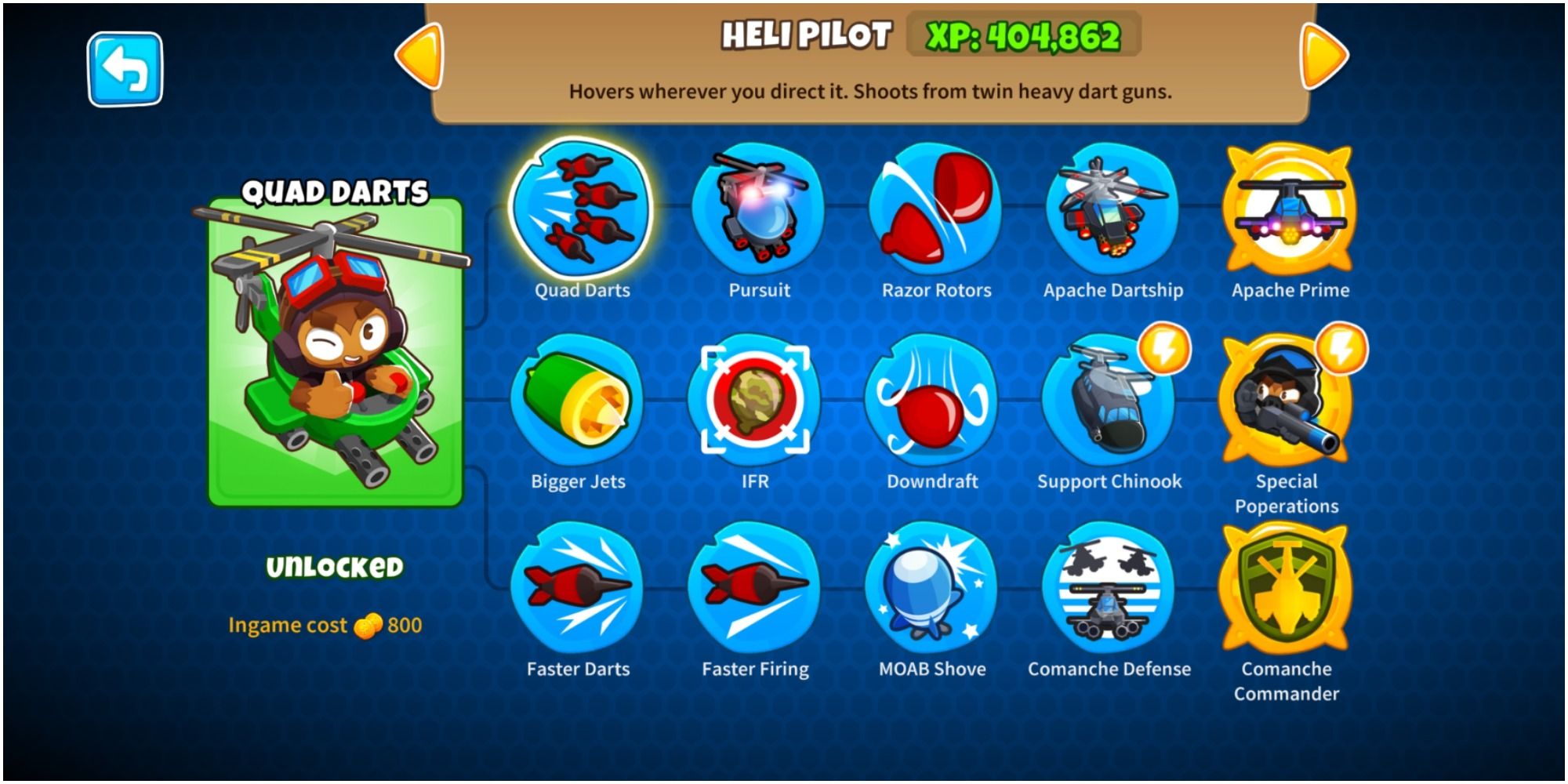 Bloons TD 6 Heli Pilot Upgrade Trees