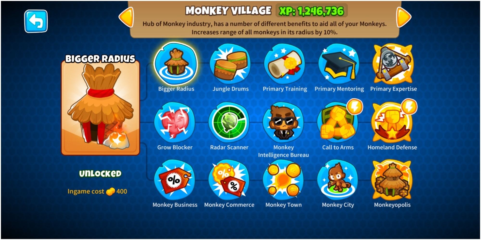 Bloons TD 6 Monkey Village Upgrade Trees