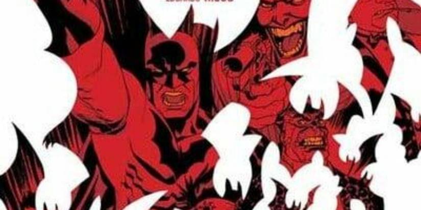 Batman and his villains in the silhouettes of bats in Broken City