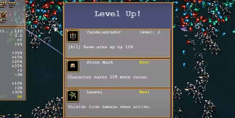 Getting the Candelabrador as an option when leveling-up in Vampire Survivors