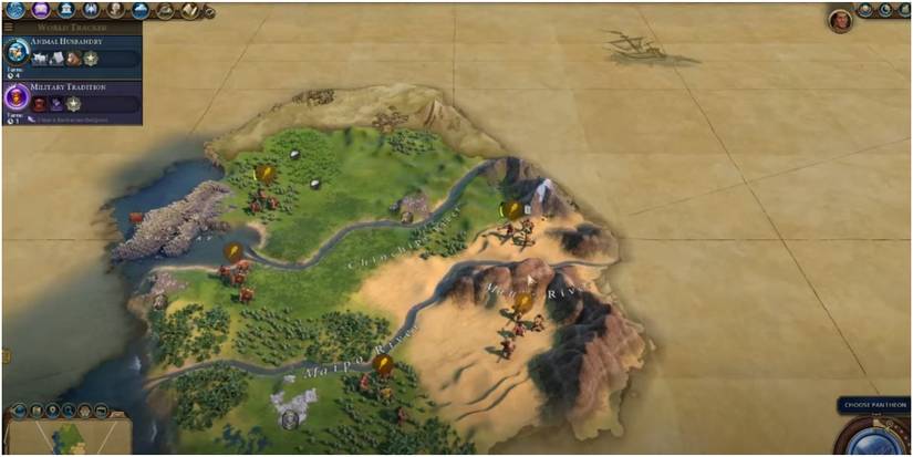 Civilization 6 Exploring Into A Desert Area With Mountains