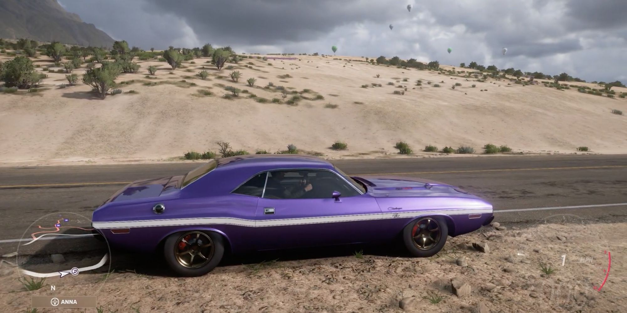 Classic Cars in Forza Horizon 5 - Dodge Challenger R/T - Player drives through the desert