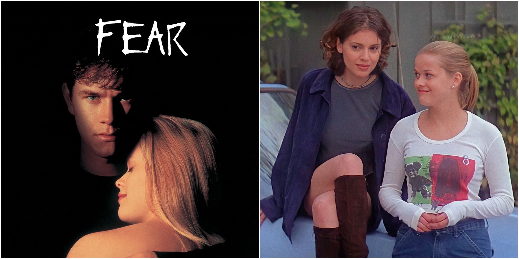 Collage Of Fear Movie Poster Alyssa Milano Reese Witherspoon Mark Wahlberg
