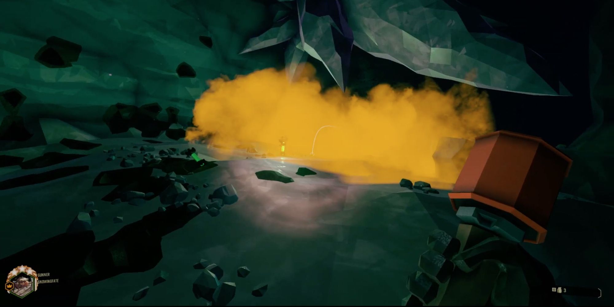 Deep Rock Galactic - Neurotoxin Grenade - Player releases poisonous gas from explosive