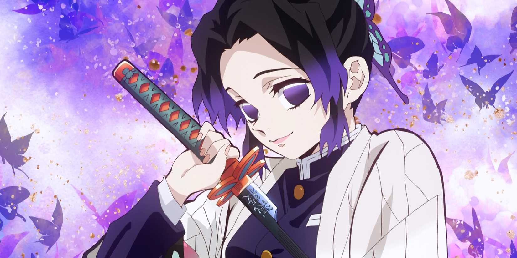 Demon Slayer Insect Hashira Shinobu Kocho drawing her katana