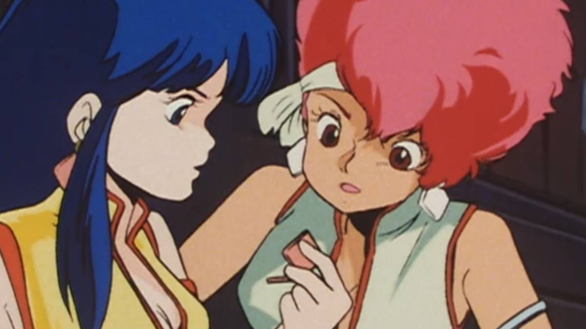 Dirty Pair Kei and Yuri in the middle of their work