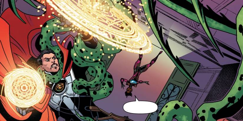 Doctor Strange shielding himself