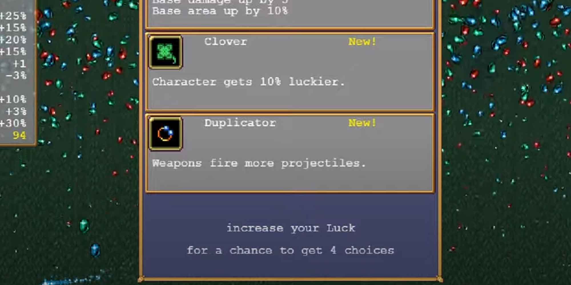 Getting the Duplicator as an option when leveling-up in Vampire Survivors
