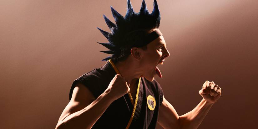 Eli with his mohawk and in his Cobra Kai gear