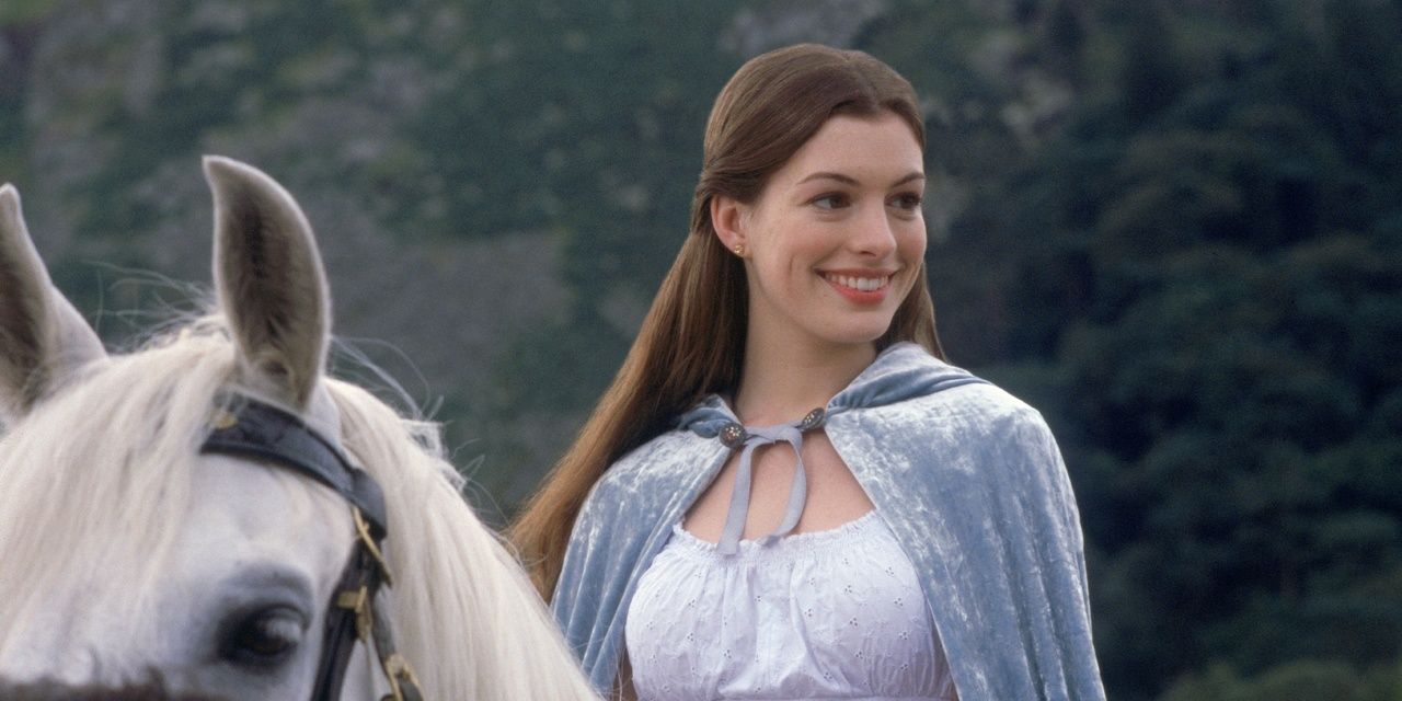 Ella of Frell rides a white horse during the film Ella Enchanted