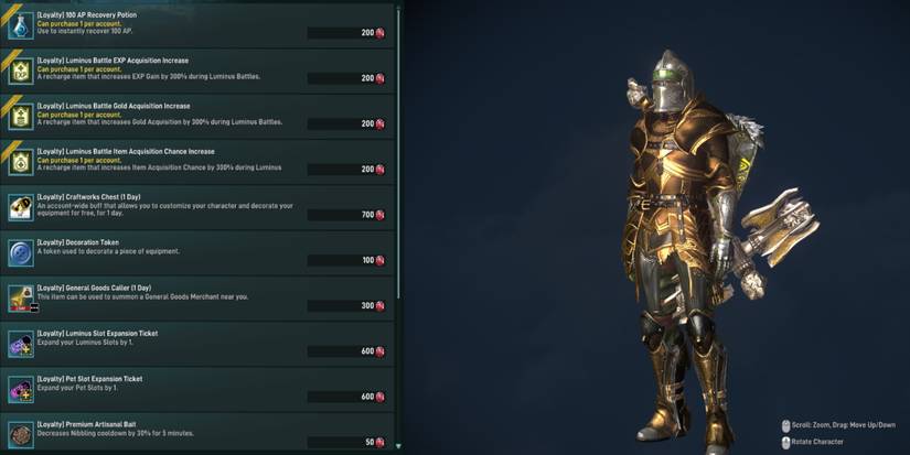 Elyon - An image of a bunch of perks regarding Luminus.