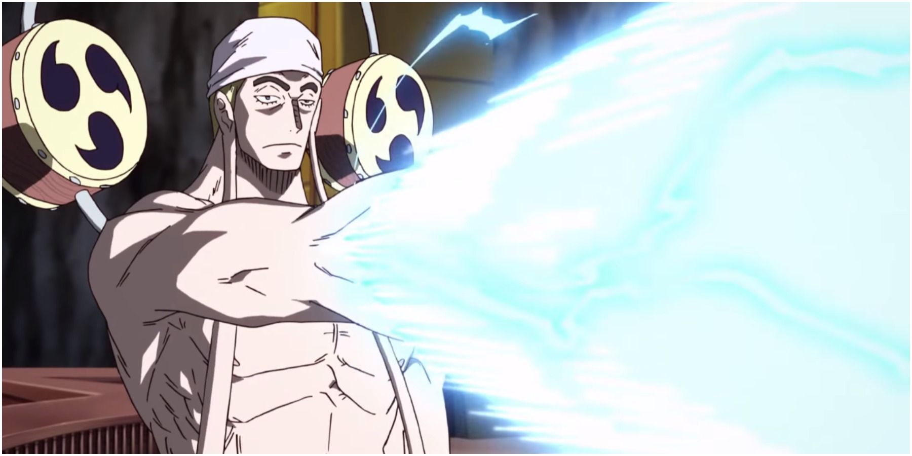 One Piece Enel Firing A Lightning Blast At Luffy In One Piece