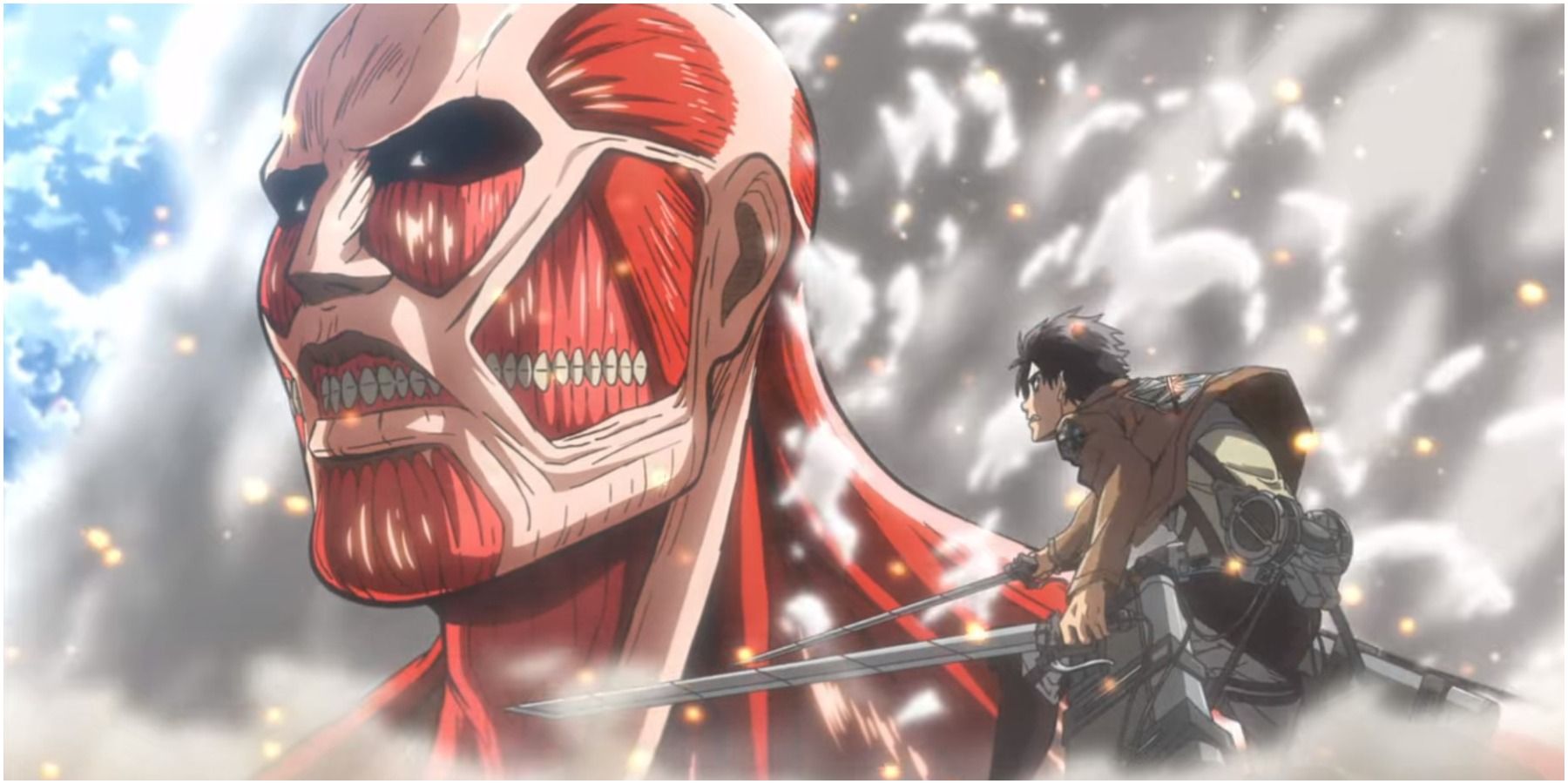 Attack on Titan Eren Facing the Colossus Titan