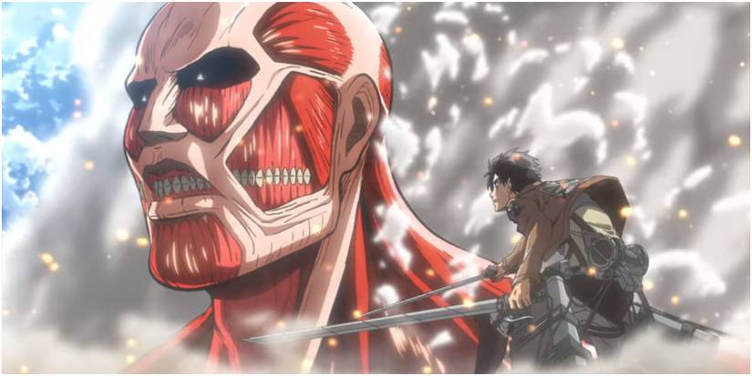 Attack on Titan Eren Facing the Colossus Titan