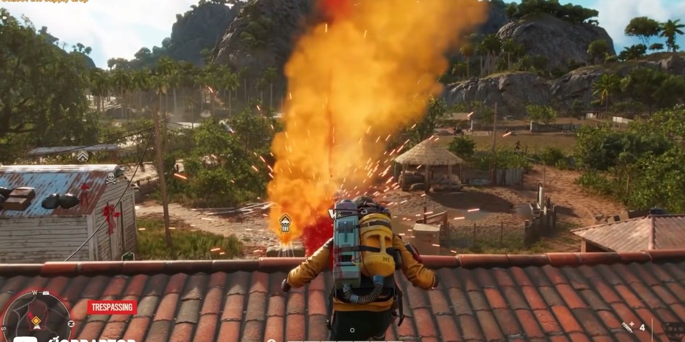 Far Cry 6 Supremo Fantasma being fired from rooftop