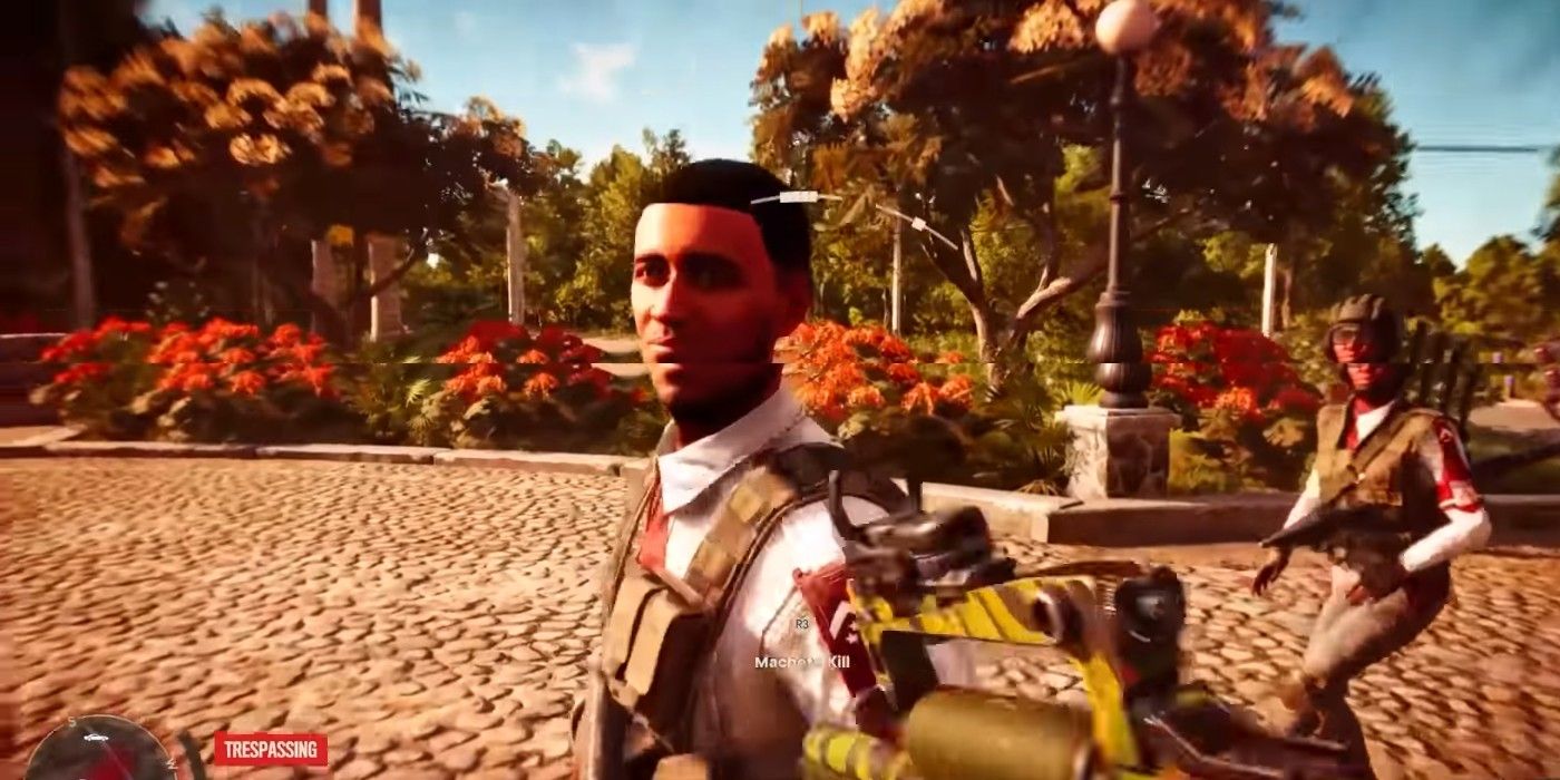 Far Cry 6 Supremo Gladiador machette kill prompt sneaking on troop