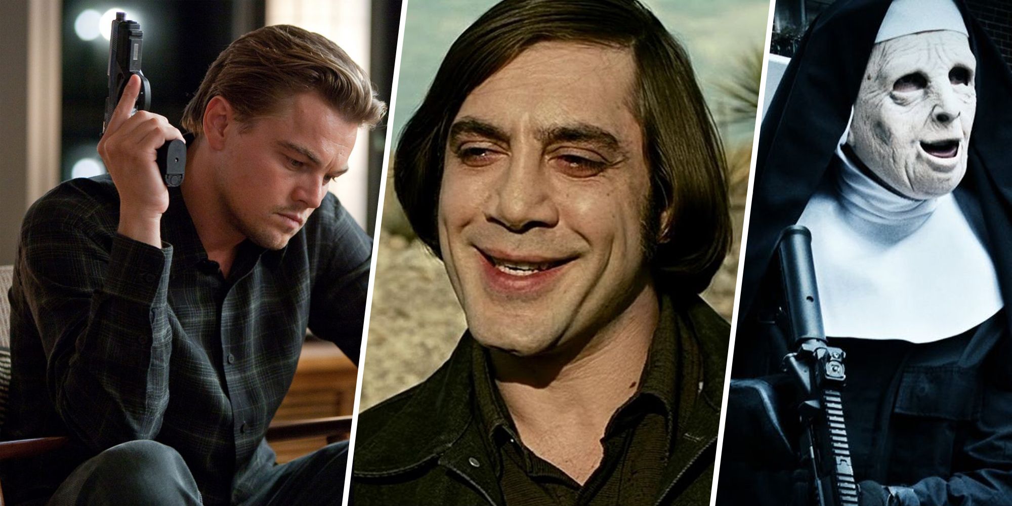 Cobb (DiCaprio) from Inception, Anton Chigurh (Bardem) from No Country for Old Men, and Doug (Affleck) from The Town