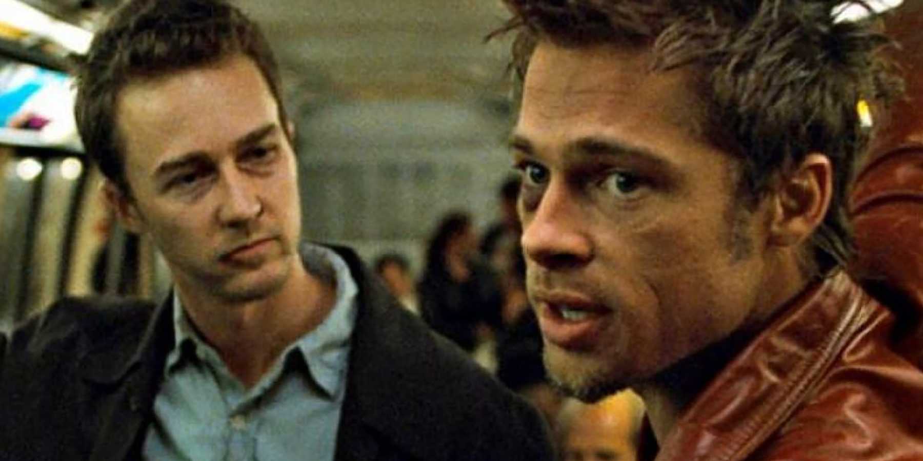 Brad Pitt's Tyler Durden with the Narrator in Fight Club