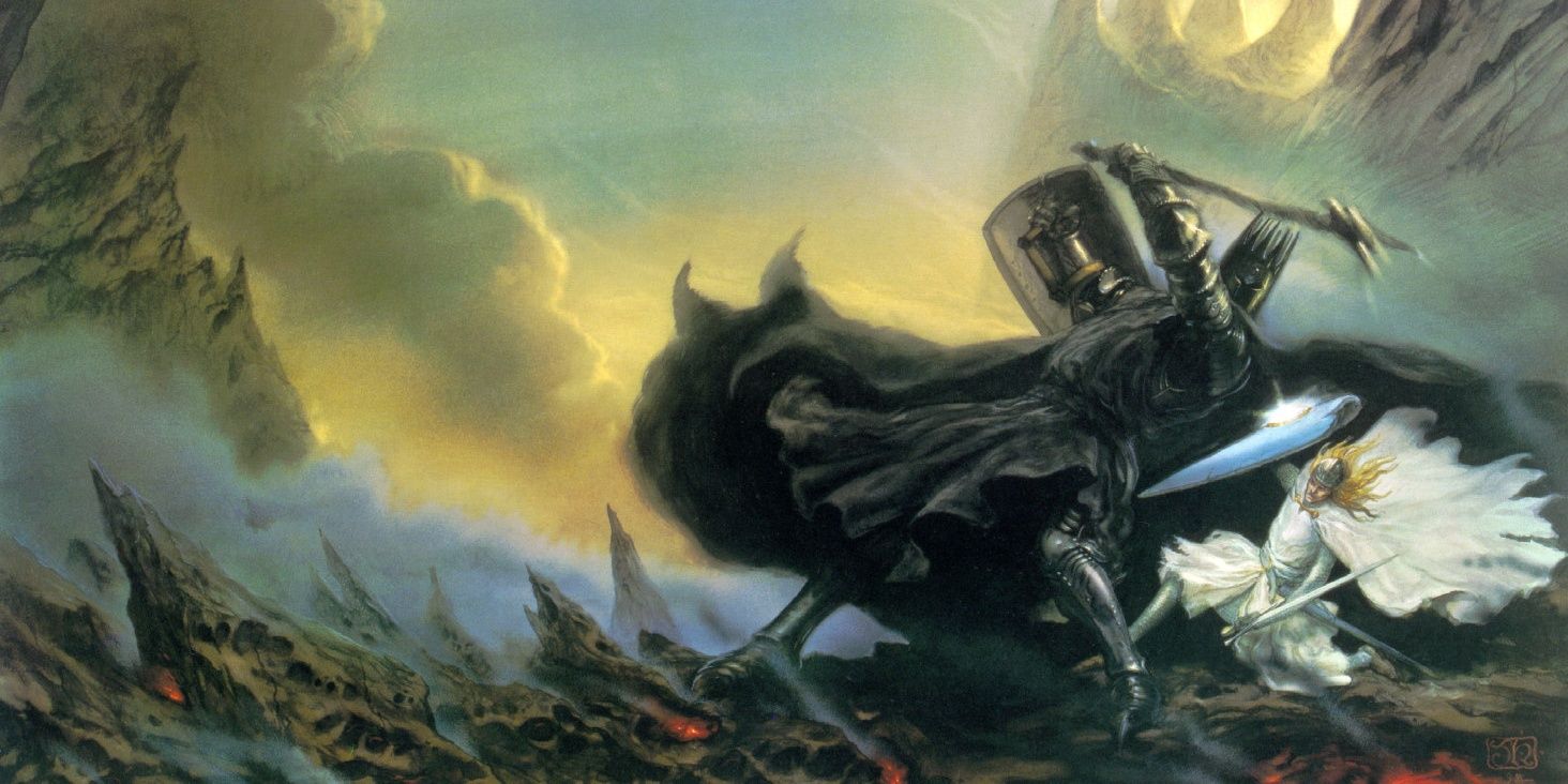 Fingolfin and Morgoth in The Silmarillion, Art by John Howe