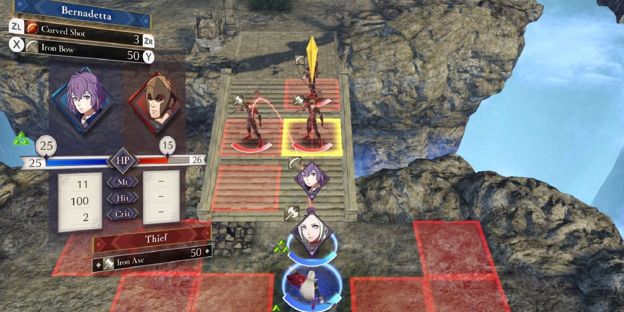 Mid-battle in Fire Emblem Three Houses, Edelgard is going to attack enemy soldiers