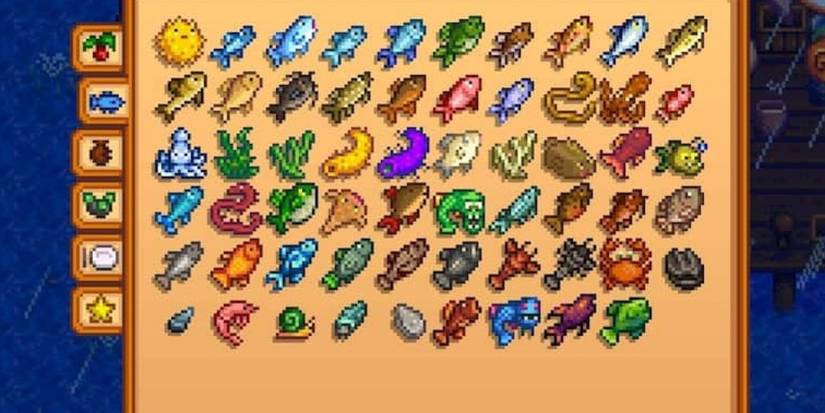 Fish catalogue in Stardew Valley