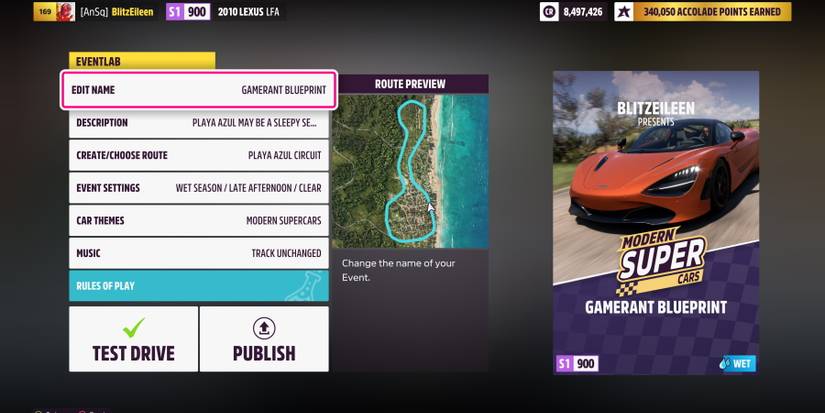 Forza Horizon 5 Modern Supercar s1 EventLab Blueprint